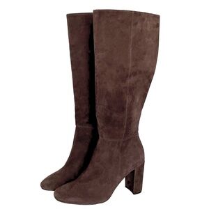 Brown Suede Knee-High Boots